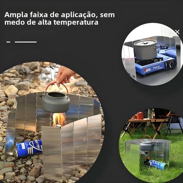 Imagem de Pára-brisa De Fogão Ao Ar Livre Portátil À Prova De Vento 8 Ou 10 PCS Conjunto Para Acampamento