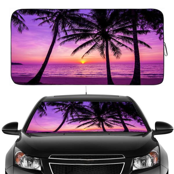 Imagem de Pára-brisa Sun Shade Gven Sunset Purple para carro e caminhão SUV