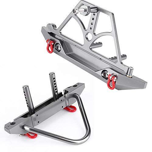 Imagem de Para-choques do rastreador RC, conjunto do para-choque traseiro dianteiro do metal da corrida CNC com suporte de pneu sobressalente adequado para o para-choque axial SCX10 SCX10 II Scx10 Ii