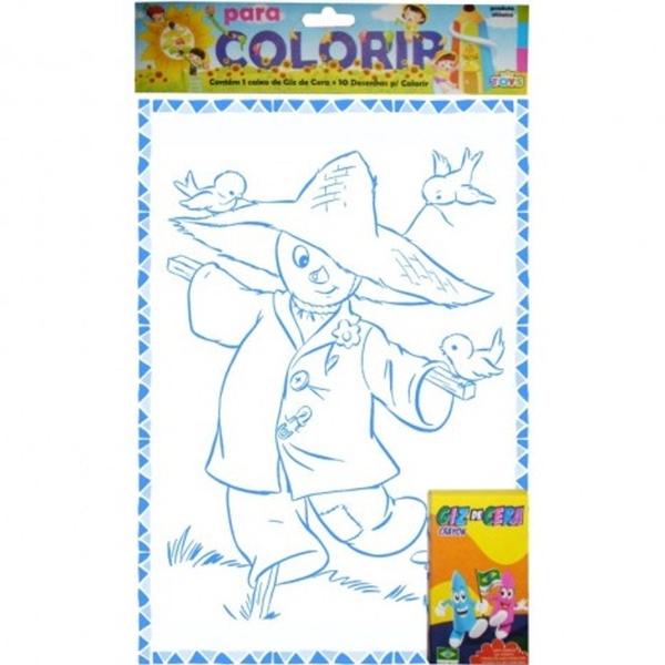 Imagem de Para Colorir Desenhos para colorir 08 Desenhos + Giz de Cera Com 05 Unidades Pequeno - Mini Toys