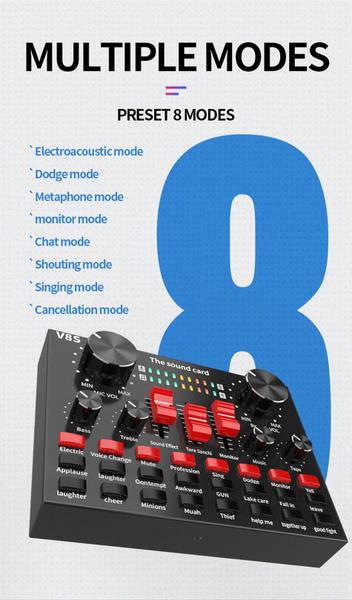 Imagem de Para gravação/transmissão 1pc portátil bluetooth-compatível placa de som ao vivo equipamento de transmissão usb microfon