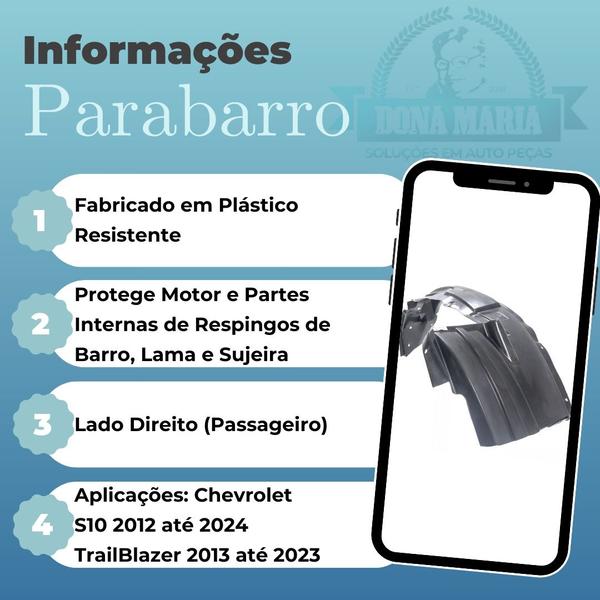 Imagem de Parabarro dianteiro direito s10 2012/2024 trailblazer 2013/2023