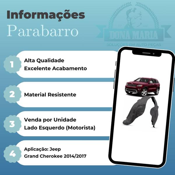 Imagem de Parabarro dianteiro esquerdo cherokee 2014/2017 grand