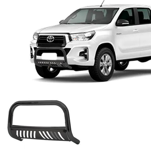 Imagem de Parachoque Quebra Mato Hilux 2016 2017 2018 Preto com chapa