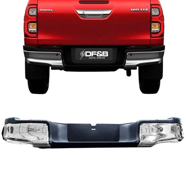 Parachoque Traseiro Hilux 2016 2017 2018 2019 2020 Cromado - DFEB Imagem de Parachoque Traseiro Hilux 2016 2017 2018 2019 2020 Cromado