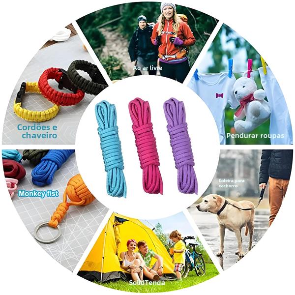 Imagem de Paracord 550 de 4mm, 7 Núcleos - Cabo de Sobrevivência para Escalada, Camping e Hiking