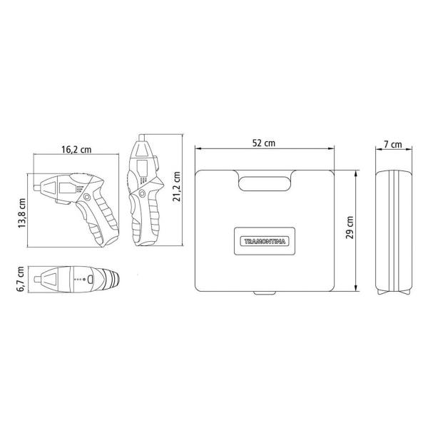 Imagem de Parafusadeira a Bateria Tramontina 3,6V Kit com 46 Peças