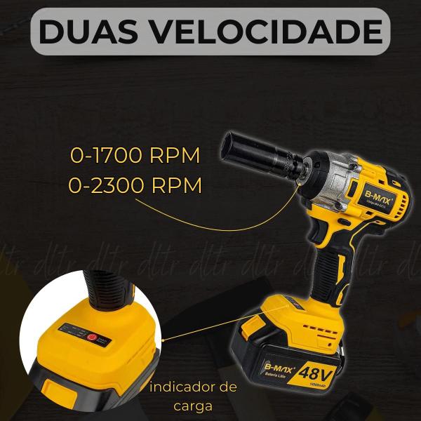 Imagem de Parafusadeira Chave De Impacto 1/2 Bateria Lítio 48v Bivolt