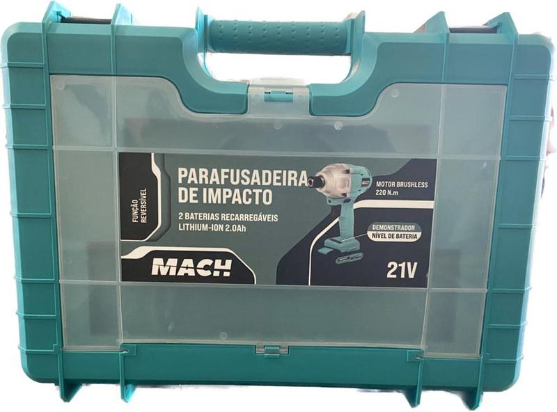 Imagem de Parafusadeira de impacto 21V a bateria, MACH, acompanha maleta
