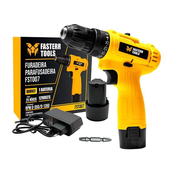 Parafusadeira Furadeira 3/8 Bivolt A Bateria 12v FST007 - Fasterr Tools Parafusadeira Furadeira 3/8 Bivolt A Bateria 12v FST007 - Fasterr Tools