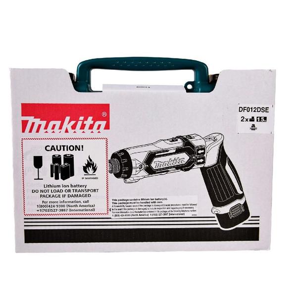 Imagem de Parafusadeira Furadeira 5mm Bateria 7.2V com Bateria Carregador Kit Bit Maleta Metal DF012DSE Makita