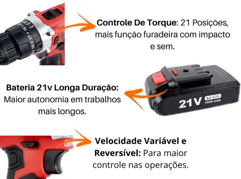 Imagem de Parafusadeira/ Furadeira Maleta 21V Bivolt Pf-09M Mondial