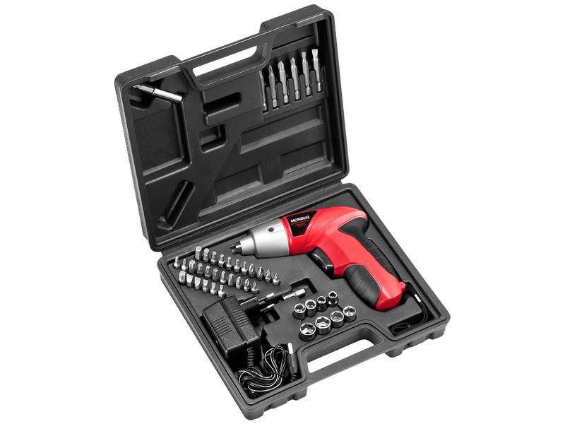 Parafusadeira Mondial a Bateria 4,8V 1,4" Reversível com Maleta 47 Peças Power Tools FPF-0... Parafusadeira Mondial a Bateria 4,8V 1,4" Reversível com Maleta 47 Peças Power Tools FPF-0...