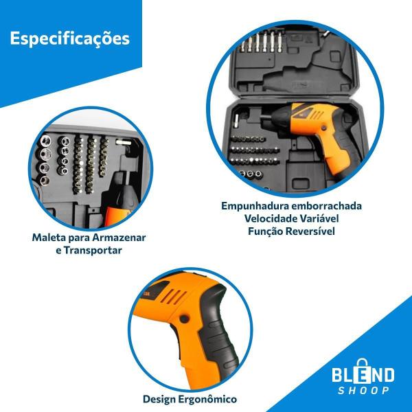 Imagem de Parafusadeira Sem Fio Bateria 4.8V Bivolt + Acessórios