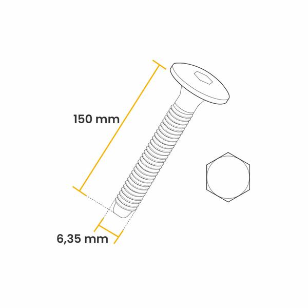 Imagem de Parafuso 1/4 X 150 Mm Estrutural Cabeça Tampinha Sextavado Jomarca