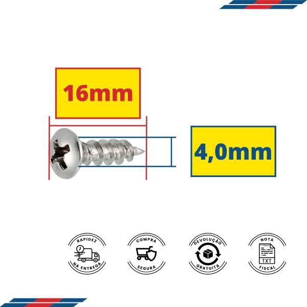 Imagem de Parafuso 4,0x16 4x16 Niquelado Cabeça Oval Madeira C/1000