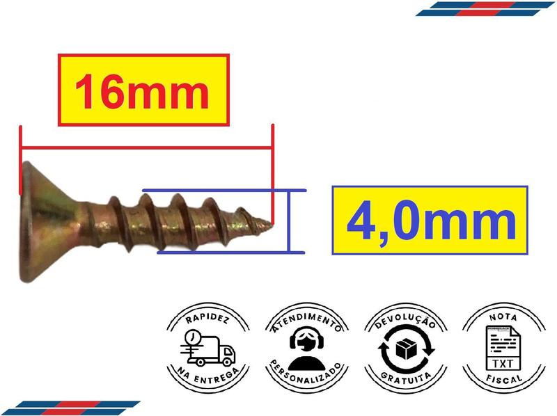 Imagem de Parafuso 4,0x16 4X16 Welt Chipboard Chata Madeira Mdf C/500