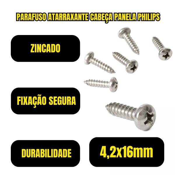 Imagem de Parafuso 4,2x16 Zincado Auto Atarraxante Phillips 100 Unid