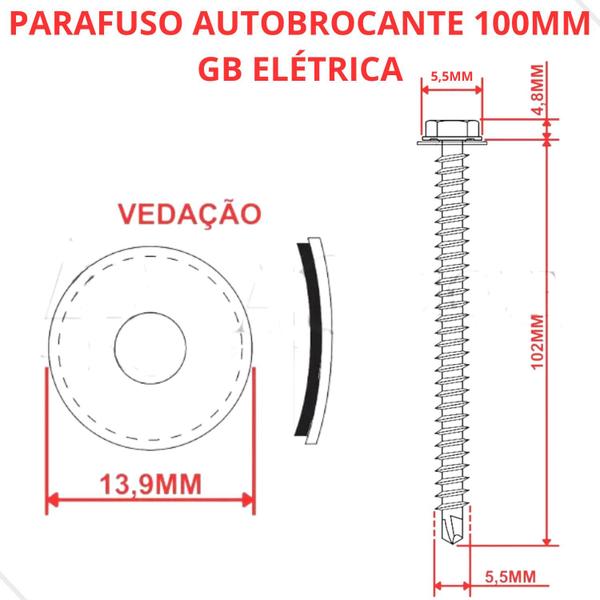 Imagem de Parafuso Autobrocante Sextavado Aço inox  5,5x 100mm 40un