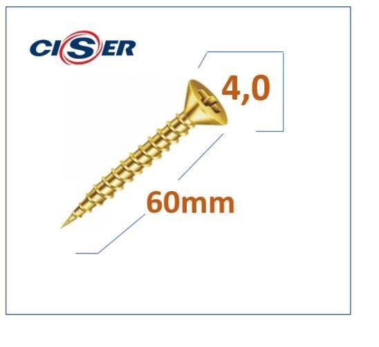 Imagem de Parafuso Chipboard 4,5X60 Cabeça Chata Para Madeira 100 Un