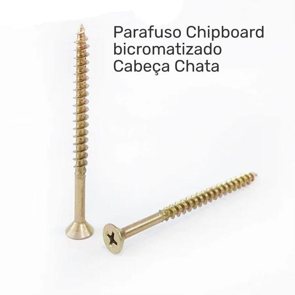 Imagem de Parafuso Chipboard Cabeça Chata Phillips 3,5 x 20 Bicromatizado com 100 Peças