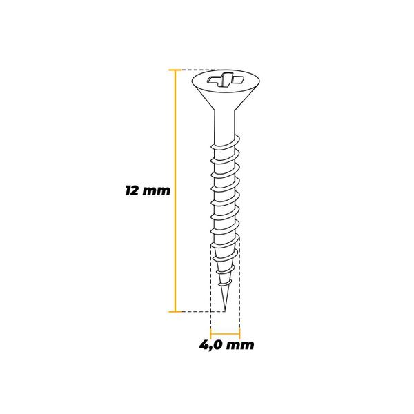 Imagem de Parafuso Chipboard Para Madeira 4,0 X 12 Mm Caixa Com 1000 Peças