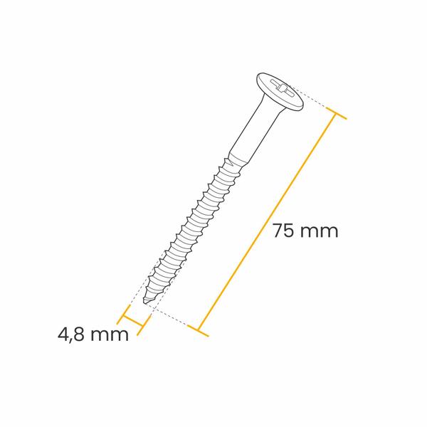 Imagem de Parafuso Ciser 4,8 X 75 Mm Cabeça Tampinha Cx 100