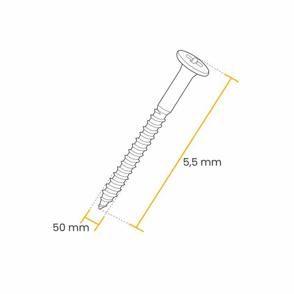 Imagem de Parafuso Ciser 5,5 X 50 Mm Cabeça Tampinha Cx 100