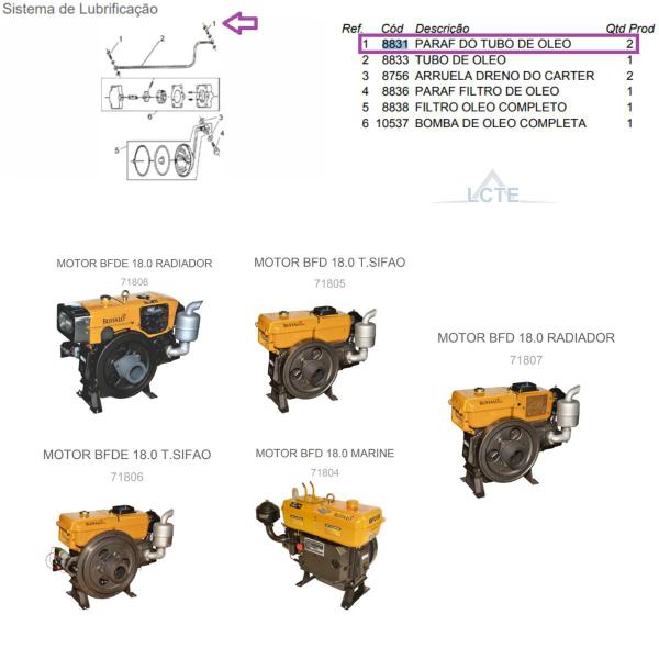 Imagem de Parafuso do Tubo de Óleo Do Motor BFD(E)18.0cv Termossifão