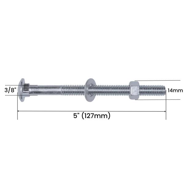 Imagem de Parafuso Francês com Porca e Arruela Sextavado 3/8x5 Polegadas Com 50 Unidades