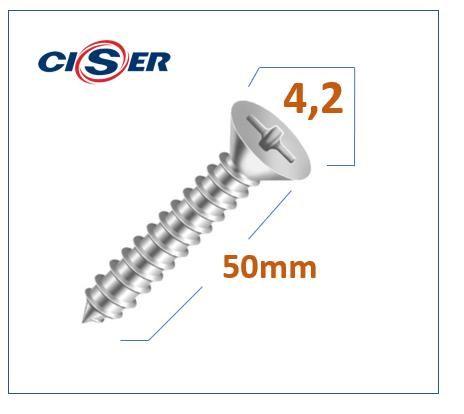 Imagem de Parafuso Inox 4,2x50 Auto Atarraxante Phillips Chata 50 pçs