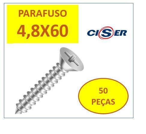 Imagem de Parafuso Inox 4,8X60 Atarraxante Cabeça Chata Phillips 50pçs