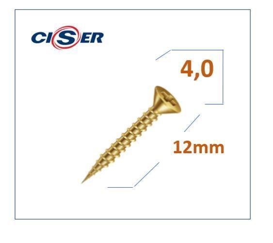 Parafuso Madeira Chata Phillips 4,0 x 12 Fixer 50 Peças - CISER Imagem de Parafuso Madeira Chata Phillips 4,0 x 12 Fixer 50 Peças