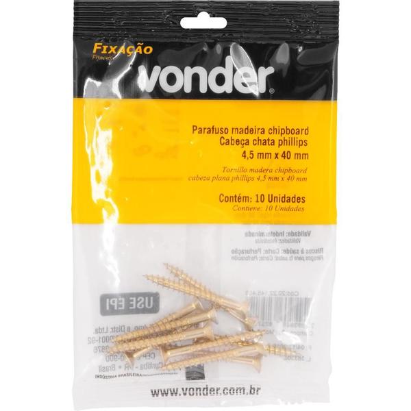 Imagem de Parafuso Madeira Chipboard Phillips 4,5x40mm 10 peças Vonder