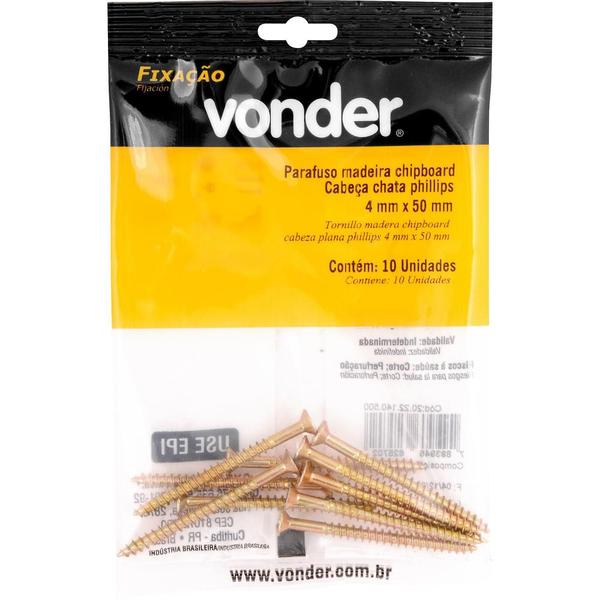 Parafuso Madeira Chipboard Phillips 4x50mm 10 peças Vonder Imagem de Parafuso Madeira Chipboard Phillips 4x50mm 10 peças Vonder