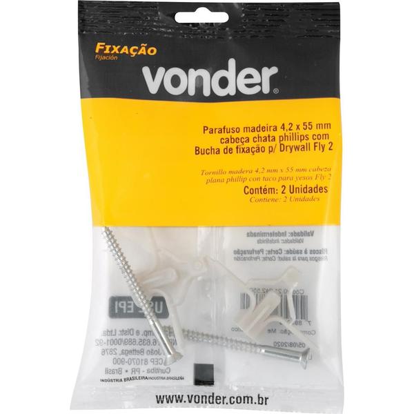 Imagem de Parafuso Madeira Phillips 4,2x55mm c Bucha Nylon Fly2 Vonder