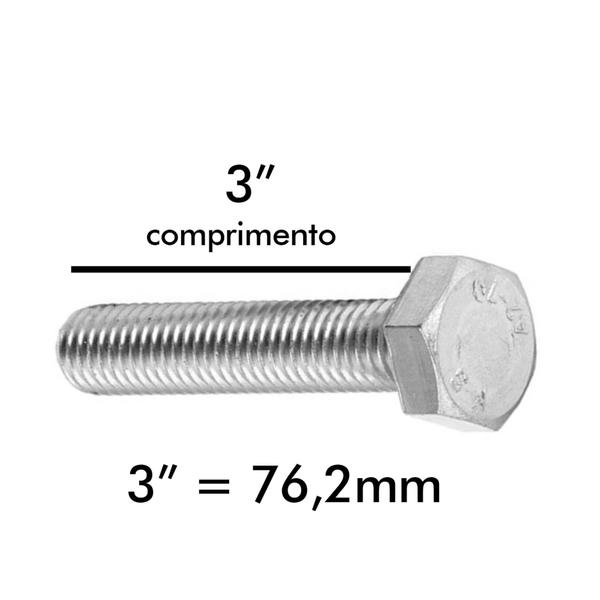 Imagem de Parafuso Para Diversas Aplicações Sextavado Rosca Inteira 1/4 X 3 Zincado Caixa C/500