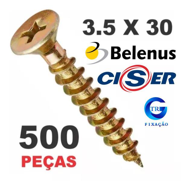 Parafuso para Madeira 3.5 x 30mm Cabeça Chata Phillips 500 unidades - BELENUS Imagem de Parafuso para Madeira 3.5 x 30mm Cabeça Chata Phillips 500 unidades