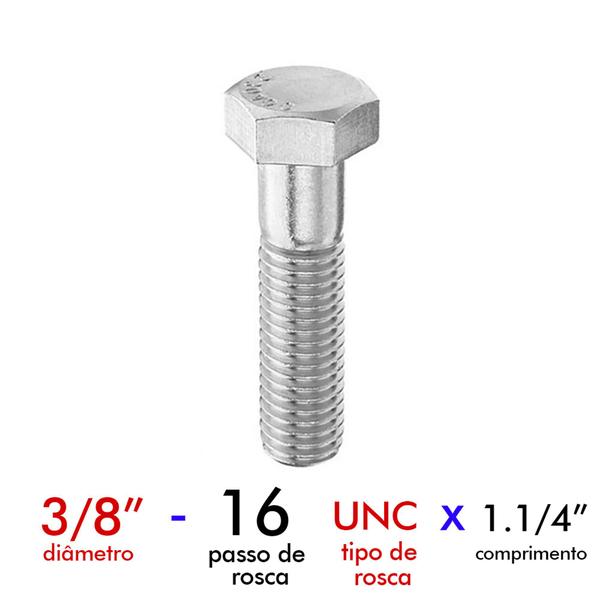 Imagem de Parafuso Para Móveis de Aço Sextavado Rosca Inteira 3/8 X 1.1/4 Kit C/500