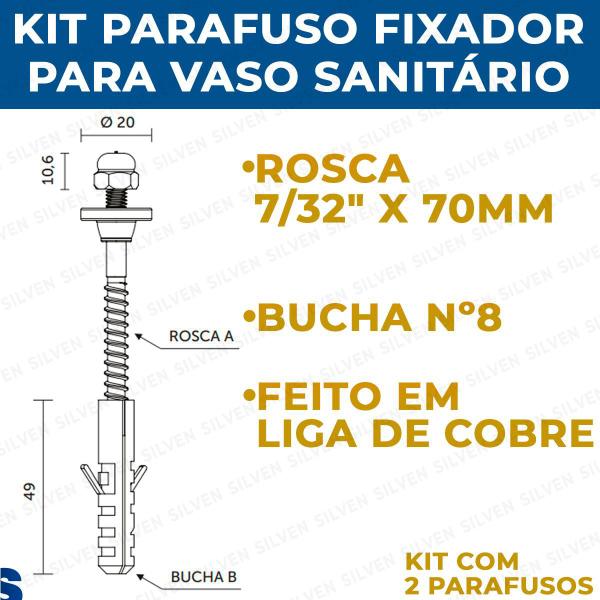 Imagem de Parafuso Para Vaso Sanitário 10mm Kit Completo 2 Unidades