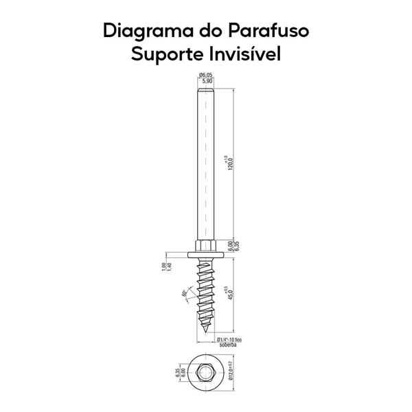 Parafuso Pino Suporte Invisível Prateleira 10 Peças 170mm - Mastertel Imagem de Parafuso Pino Suporte Invisível Prateleira 10 Peças 170mm