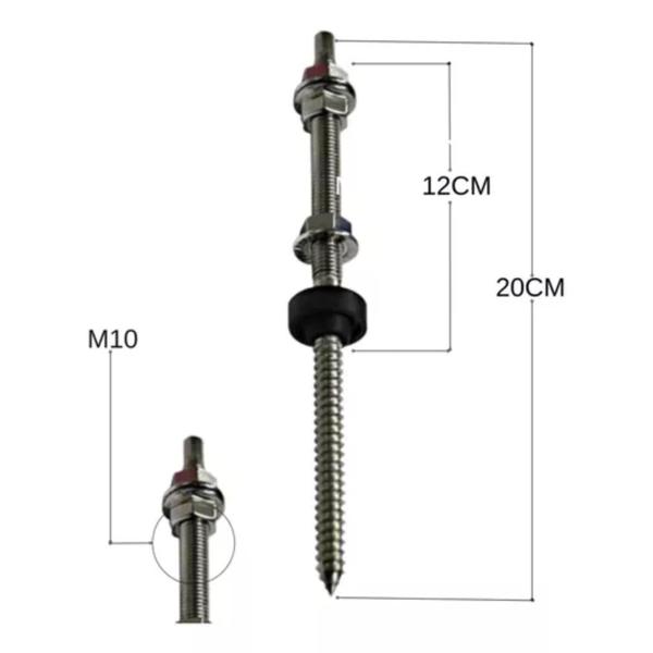 Imagem de Parafuso Rosca Dupla P/ Painel Solar M10 X 200 - 08 Un
