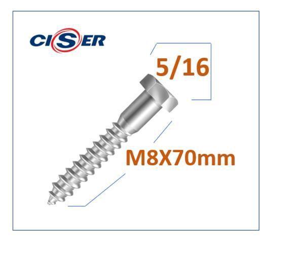 Parafuso Sextavado Rosca Soberba Inox 5/16 - M8X70 Mm - CISER Imagem de Parafuso Sextavado Rosca Soberba Inox 5/16 - M8X70 Mm