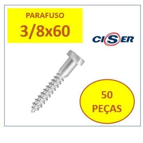 Parafuso Sextavado Soberba Zincado 3/8X60 50Un Ciser Imagem de Parafuso Sextavado Soberba Zincado 3/8X60 50Un Ciser