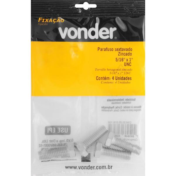 Imagem de Parafuso Sextavado Zincado 5/16'' X 1'' Unc Vonder