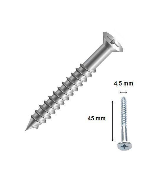 Imagem de Parafuso Tampinha para Madeira Philips Chata 4,5x45mm Zincado Jomarca