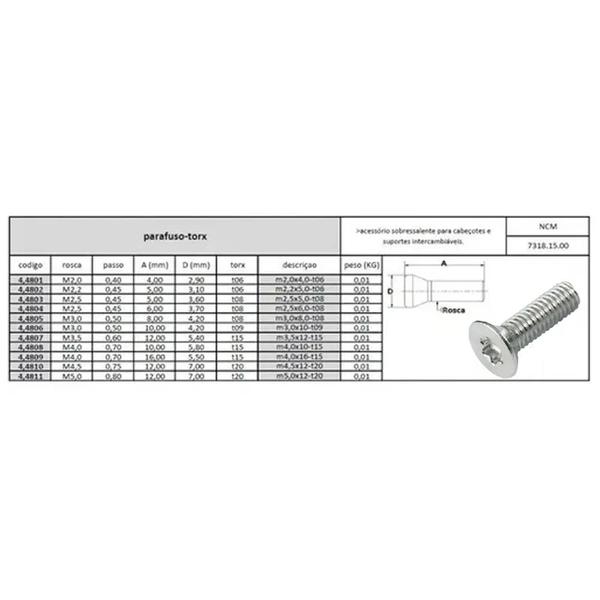 Imagem de Parafuso Torx M3,5x10 - 5 peças