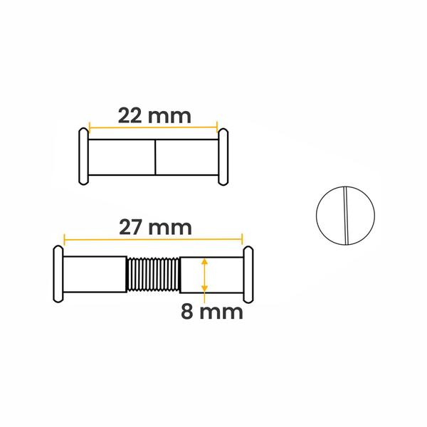 Imagem de Parafuso União Fenda Ø 8 X 22 Mm Fechado E 27 Mm Aberto