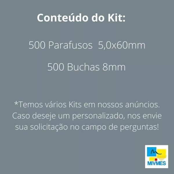 Imagem de Parafusos Com Buchas Kit Com 500 Unidades Phs5X60 + Bucha8Mm