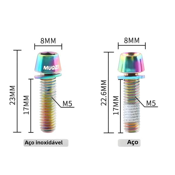Imagem de Parafusos de Haste M5x17mm para Guidão de Bicicleta - Kit com 6 Peças e Arruelas